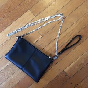 Black Faux Leather Convertible Crossbody/Wristlet